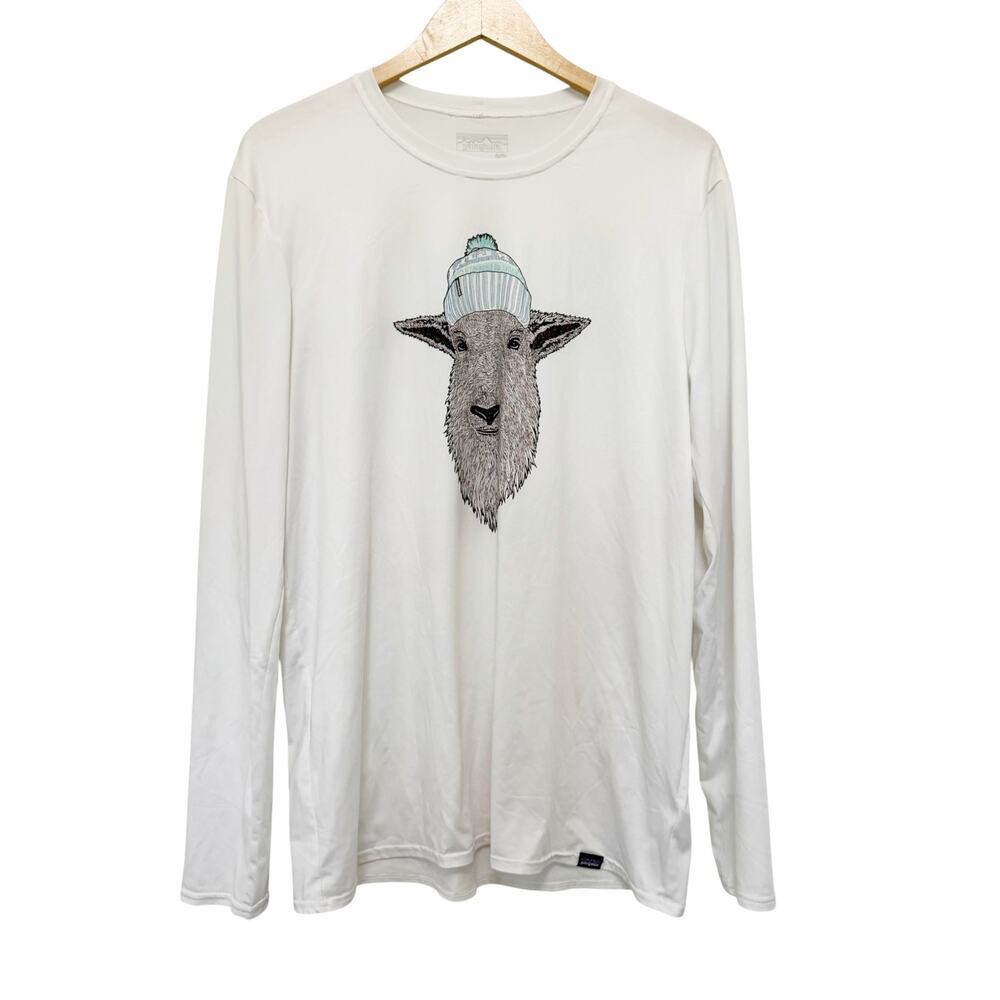 Patagonia Capilene Cool Daily Goat Print Long Sleeve Shirt Sz L